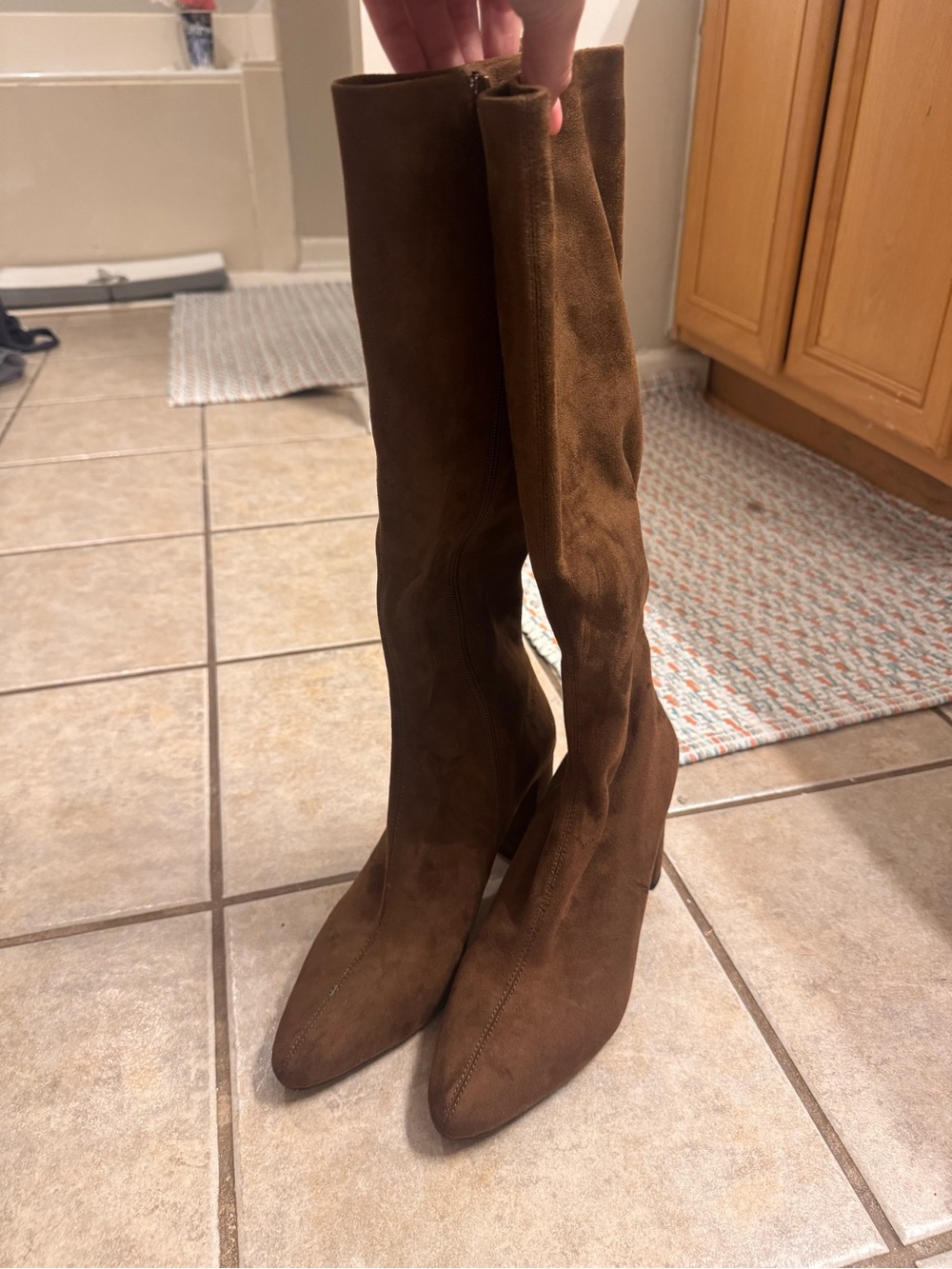 Jeffrey Campbell Brown Suede Over-The-Knee Pointed-Toe Boots